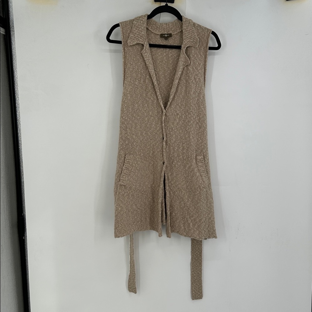 Surkana Sleeveless Belted Cardigan Sweater Vest Size Large